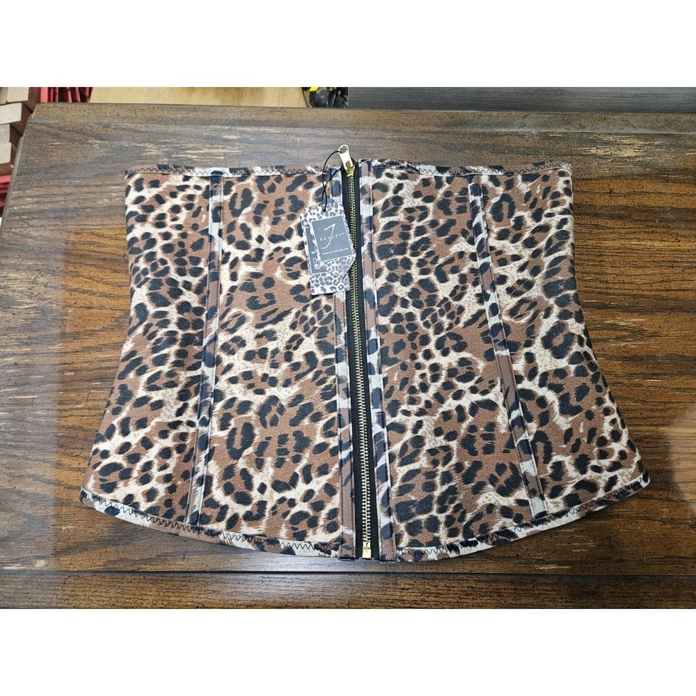 J Sculpt Waist Trainer Shapewear Leopard‎ 2XL Zipper Adjustable Belt